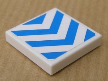 3068pb0330 - Tile 2 x 2 with Chevron Stripes Blue on White Background Pattern (Sticker) - Set 8147
