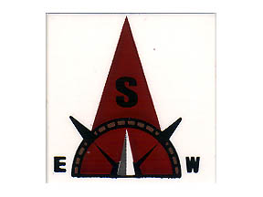 3068pb0355 - Tile 2 x 2 with Compass South 'S' in Dark Red Pointer Pattern