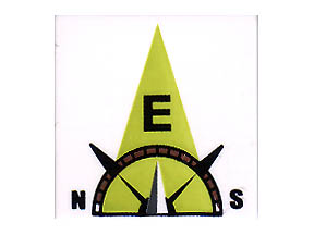 3068pb0356 - Tile 2 x 2 with Compass East 'E' in Lime Pointer Pattern