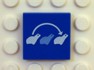 3068pb0382 - Tile 2 x 2 with 3 Frogs and Curved Arrow (Leap Frog) Pattern