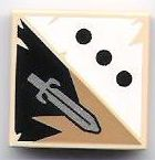 3068pb0419 - Tile 2 x 2 with 3 Black Dots and Sword Pattern