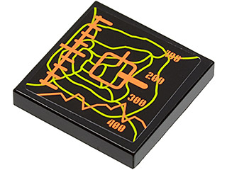3068pb0423 - Tile 2 x 2 with Orange and Lime Elevation Display Pattern (Sticker) - Set 8960