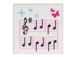 3068pb0589 - Tile 2 x 2 with Music Notes and Butterflies Pattern