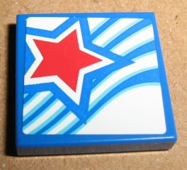 3068pb0747 - Tile 2 x 2 with Red Star Pattern (Sticker) - Set 9094