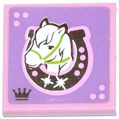 3068pb0784L - Tile 2 x 2 with Horse Head Facing Left in Horseshoe Pattern (Sticker) - Set 3185