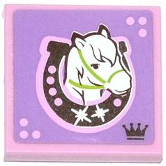 3068pb0784R - Tile 2 x 2 with Horse Head Facing Right in Horseshoe Pattern (Sticker) - Set 3185