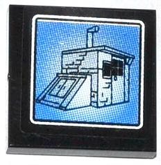 3068pb0845 - Tile 2 x 2 with Shed with Basement on Surveillance Screen Pattern (Sticker) - Set 60044
