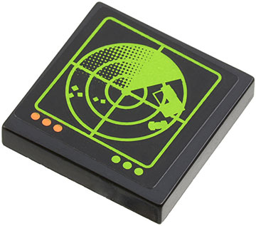 3068pb0852 - Tile 2 x 2 with Lime Radar Screen, 3 Orange Buttons and 3 Lime Buttons Pattern (Sticker) - Set 60034