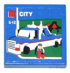 3068pb0858 - Tile 2 x 2 with Lego Tow Truck, 'CITY' and '5-12' Pattern (Sticker) - Set 60050