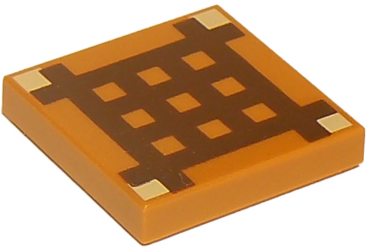 3068pb0893 - Tile 2 x 2 with Dark Brown Minecraft Crafting Table Grid Pattern