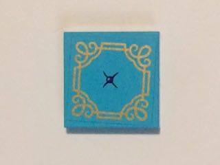 3068pb0993 - Tile 2 x 2 with Seat Cushion with Black Button and Gold Swirls Pattern (Sticker) - Set 41101