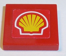3068pb1070 - Tile 2 x 2 with Shell Logo on Red Background Pattern (Sticker) - Set 8362