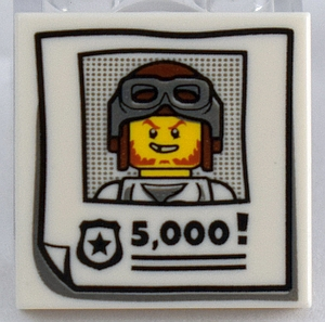 3068pb1154 - Tile 2 x 2 with Criminal Wanted Poster and '5,000!' Pattern