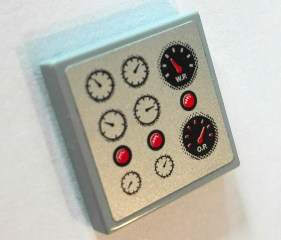 3068pb1159 - Tile 2 x 2 with 8 Gauges and 3 Red Lights Pattern (Sticker) - Set 8289