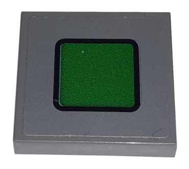 3068pb1313 - Tile 2 x 2 with Green Rounded Square with Black Border on Dark Bluish Gray Background Pattern (Sticker) - Set 60198