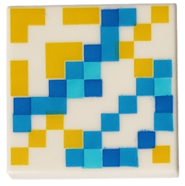 3068pb1322 - Tile 2 x 2 with Minecraft Pixelated Yellow, Dark Azure, Medium Azure, and Blue Glazed Terracotta Pattern