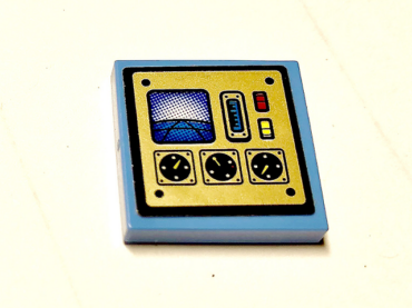 3068pb1438 - Tile 2 x 2 with Gold Panel and 3 Black Gauges Pattern (Sticker) - Set 70595