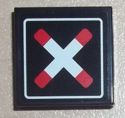 3068pb1443 - Tile 2 x 2 with Crossed Bars with Rounded Ends and Thick Border (Train Crossing) Pattern (Sticker) - Set 7936