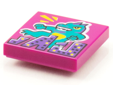 3068pb1550 - Tile 2 x 2 with BeatBit Album Cover - Dragon Monster Rampaging City Pattern