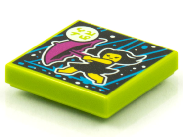 3068pb1565 - Tile 2 x 2 with BeatBit Album Cover - Girl Running in Rain with Purple Umbrella Pattern
