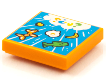 3068pb1591 - Tile 2 x 2 with BeatBit Album Cover - Raining Fish, Banana, Balloon Animal and Egg Pattern