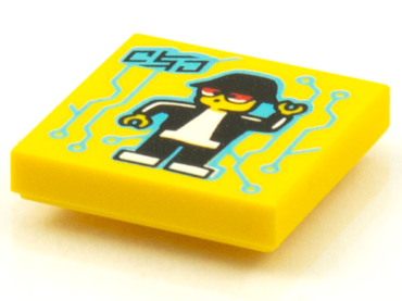 3068pb1593 - Tile 2 x 2 with BeatBit Album Cover - Minifigure Dancing Robot with Medium Azure Circuitry Pattern