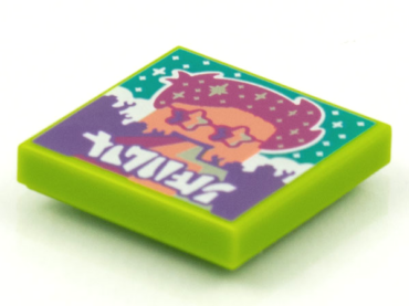 3068pb1611 - Tile 2 x 2 with BeatBit Album Cover - Coral Minifigure, Magenta Hair and Star Glasses Pattern