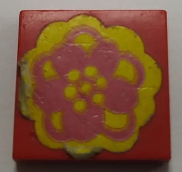 3068pb1648 - Tile 2 x 2 with Flower Pink and Yellow Pattern (Sticker) - Set 293