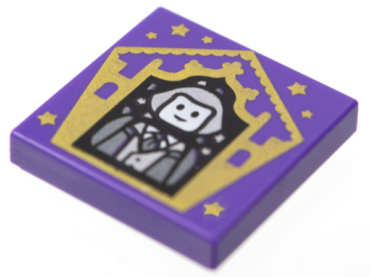 3068pb1737 - Tile 2 x 2 with HP Chocolate Frog Card Garrick Ollivander Pattern