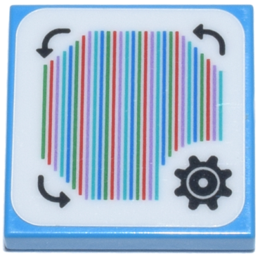3068pb1762 - Tile 2 x 2 with Super Mario Scanner Code Customization Time Block, Gear and Curved Arrows, Round Corner Pattern (Sticker) - Sets 71380 / 71434