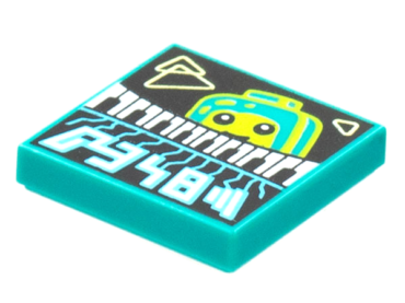 3068pb1769 - Tile 2 x 2 with BeatBit Album Cover - Lime Minifigure Looking Over Keyboard Pattern