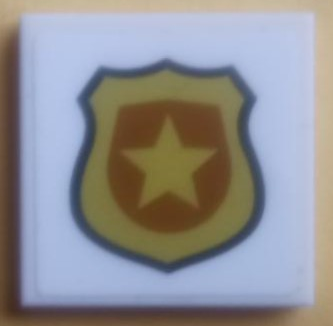 3068pb1781 - Tile 2 x 2 with Gold Police Badge with Black Outline Pattern (Sticker) - Set 60209