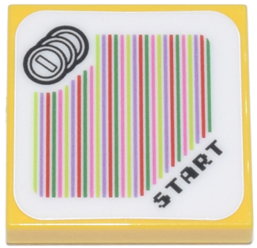 3068pb1954 - Tile 2 x 2 with Super Mario Scanner Code Coins and 'START' Pattern (Sticker) - Sets 71390 / 71434