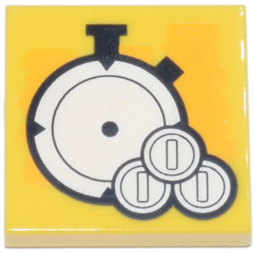 3068pb1956 - Tile 2 x 2 with White Stopwatch and Coins Pattern