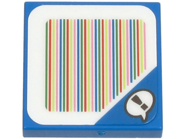 3068pb1957 - Tile 2 x 2 with Super Mario Scanner Code Blue Toad Speech Bubble with Exclamation Mark Pattern (Sticker) - Sets 71390 / 71401 / 71407 / 71423 / 71441