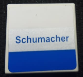 3068pb2042 - Tile 2 x 2 with 'Schumacher', Blue and Silver Stripes Pattern (Sticker) - Set 8461