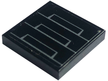 3068pb2057 - Tile 2 x 2 with Silver Lines (Air Vents) on Black Background Pattern (Sticker) - Set 76181