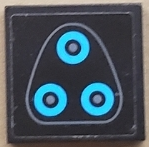 3068pb2219 - Tile 2 x 2 with 3 Dark Azure Circles, Dark Bluish Gray Dots and Curved Border Pattern (Sticker) - Set 75975