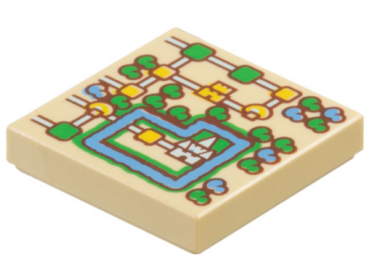 3068pb2302 - Tile 2 x 2 with Super Mario World Map with Castle and Moat Pattern