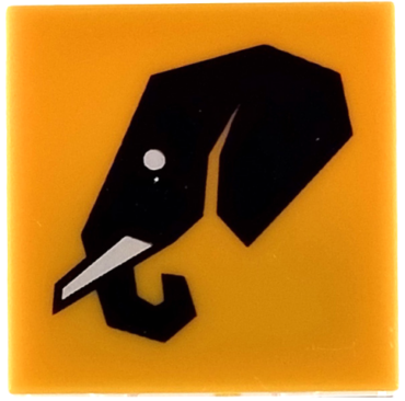 3068pb2769 - Tile 2 x 2 with Black Elephant Head with White Tusks Pattern
