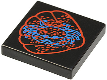 3068px10 - Tile 2 x 2 with Blue and Red Scallop and Crab Pattern