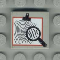 3068px18 - Tile 2 x 2 with Groove with Magnifying Glass and Fingerprint Pattern