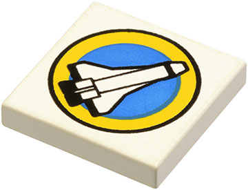 3068px27 - Tile 2 x 2 with Space Port Logo, Shuttle and Yellow Circle Pattern