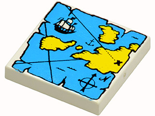 3068px9 - Tile 2 x 2 with Map Blue Water, Yellow Land, Black Letter X Pattern