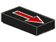3069p07 - Tile 1 x 2 with Arrow Long Red with Silver Border Pattern