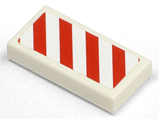 3069pb0020R - Tile 1 x 2 with Diagonal Stripes Red Right Pattern (Sticker) - Set 7635