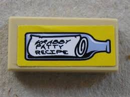 3069pb0024 - Tile 1 x 2 with 'KRABBY PATTY RECIPE' in Bottle Pattern (Sticker) - Set 3825