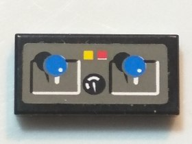 3069pb0073 - Tile 1 x 2 with Blue Joysticks, Buttons, Knob Pattern (Sticker) - Set 8229