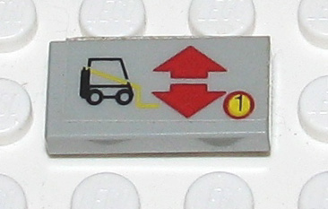 3069pb0097 - Tile 1 x 2 with Forklift, Red Up and Down Arrows, and '1' in Circle Pattern (Sticker) - Set 8082