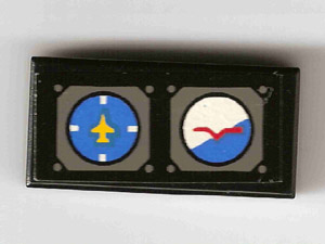 3069pb0105 - Tile 1 x 2 with Avionics Blue and White Pattern (Sticker) - Set 8480